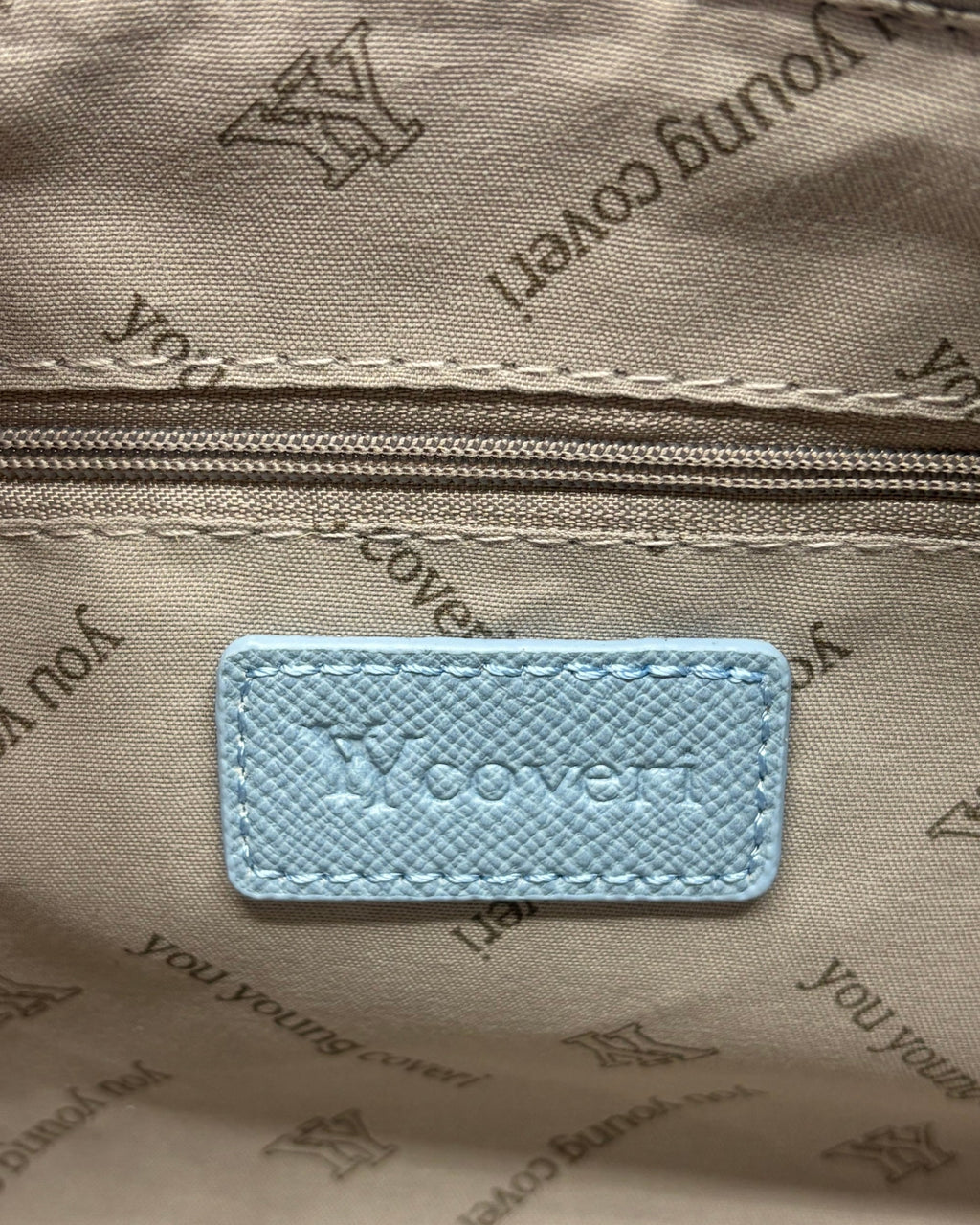 Borsa a Mano Enrico Coveri Azzurra in Saffiano con Mini Sacca Charm - Donna Italiana