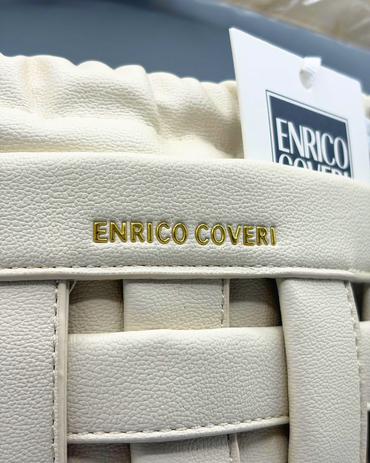 Borsa a Secchiello Intrecciata Enrico Coveri con Coulisse – Beige - Donna Italiana