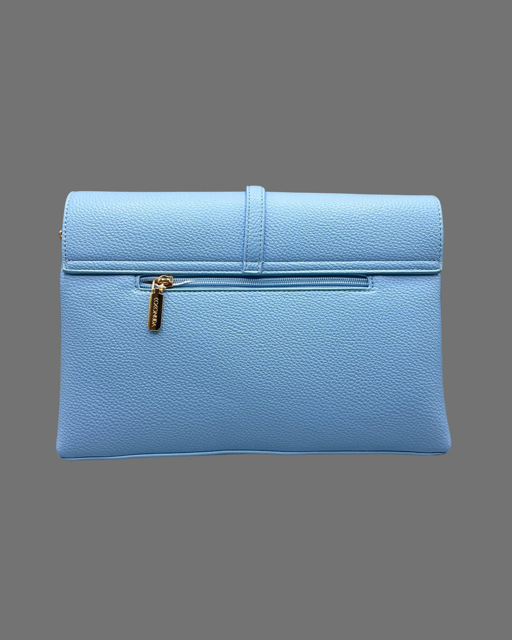 Borsa a Tracolla Coconuda Azzurro Pastello con Patta e Chiusura a Passante - Donna Italiana