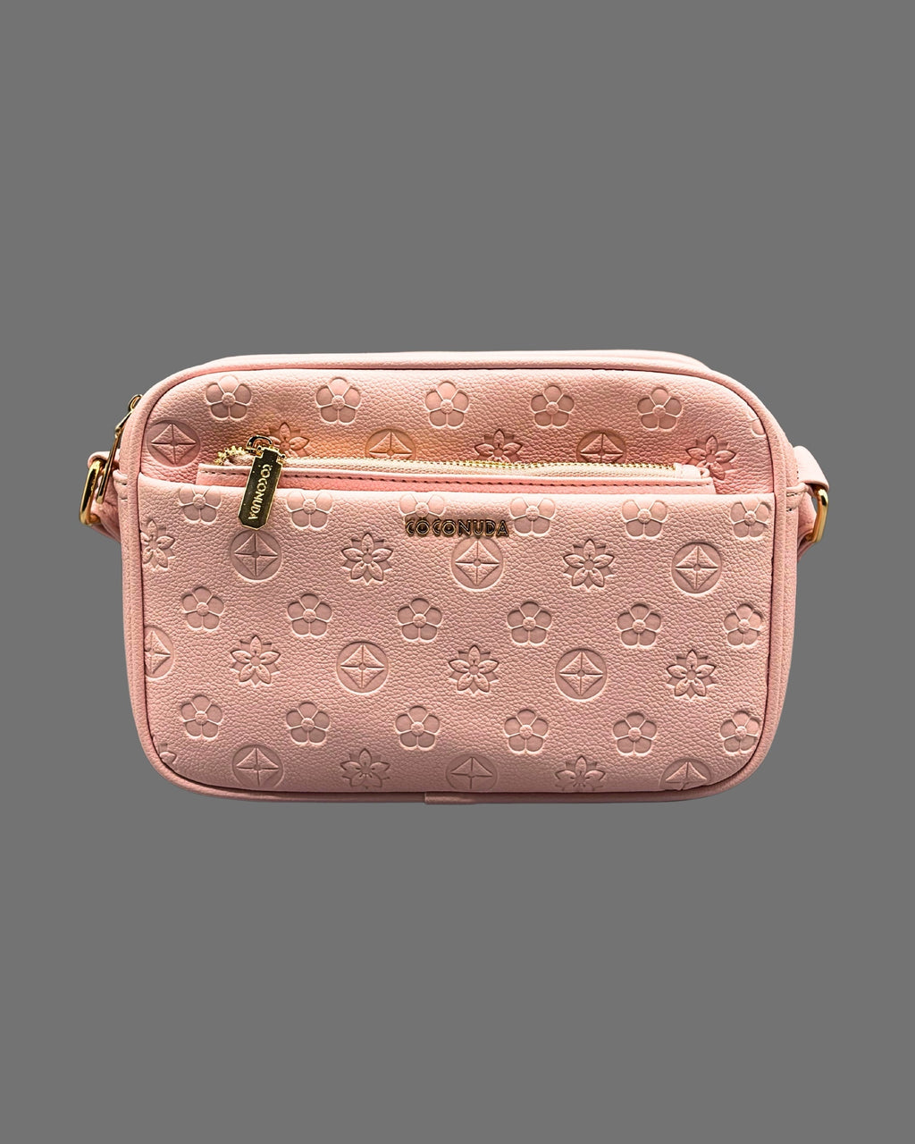 Borsa a Tracolla Coconuda Rosa con Texture Floreale in Rilievo e Tasca Frontale - Donna Italiana