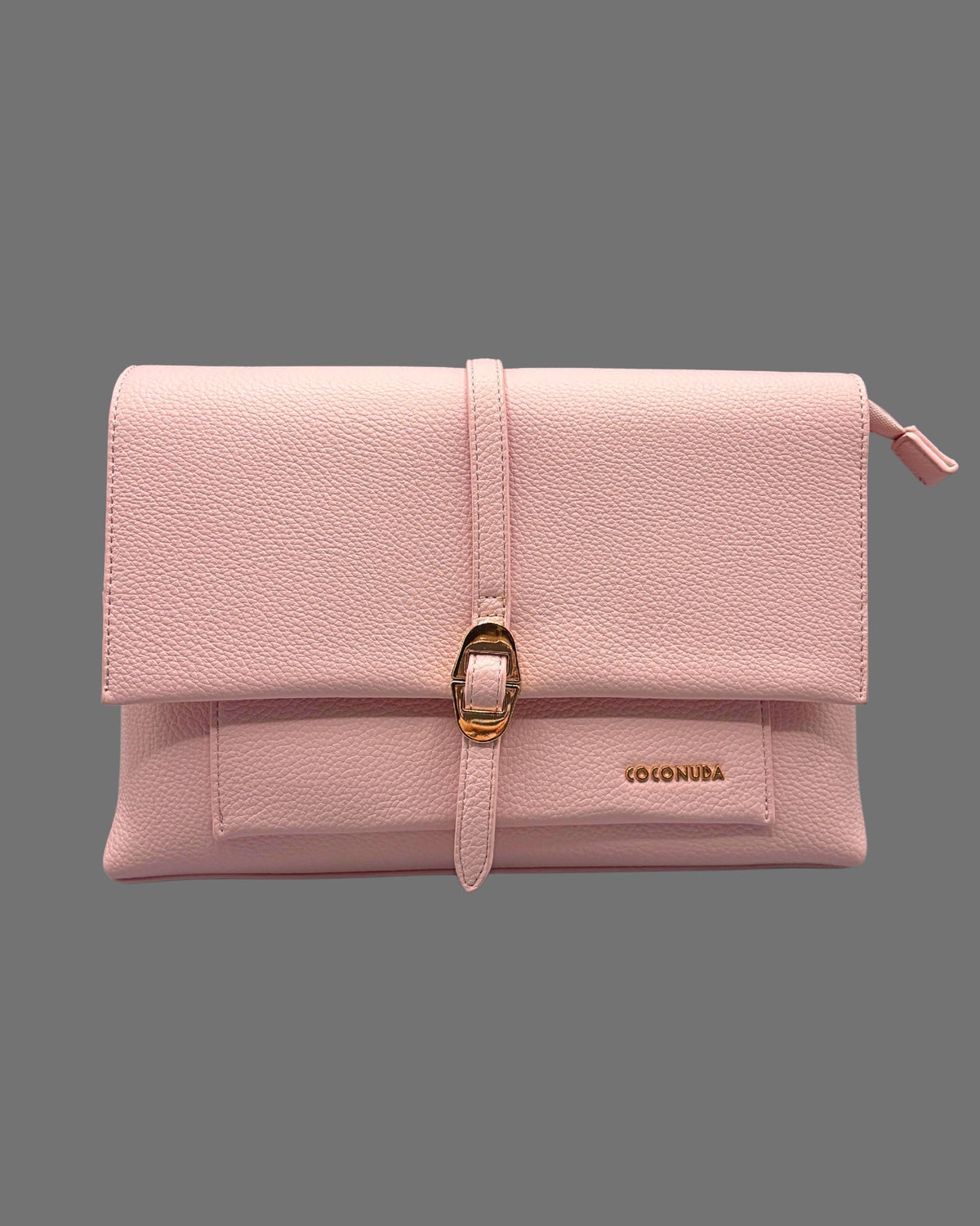 Borsa a Tracolla Coconuda Rosa Confetto con Patta e Chiusura a Passante - Donna Italiana