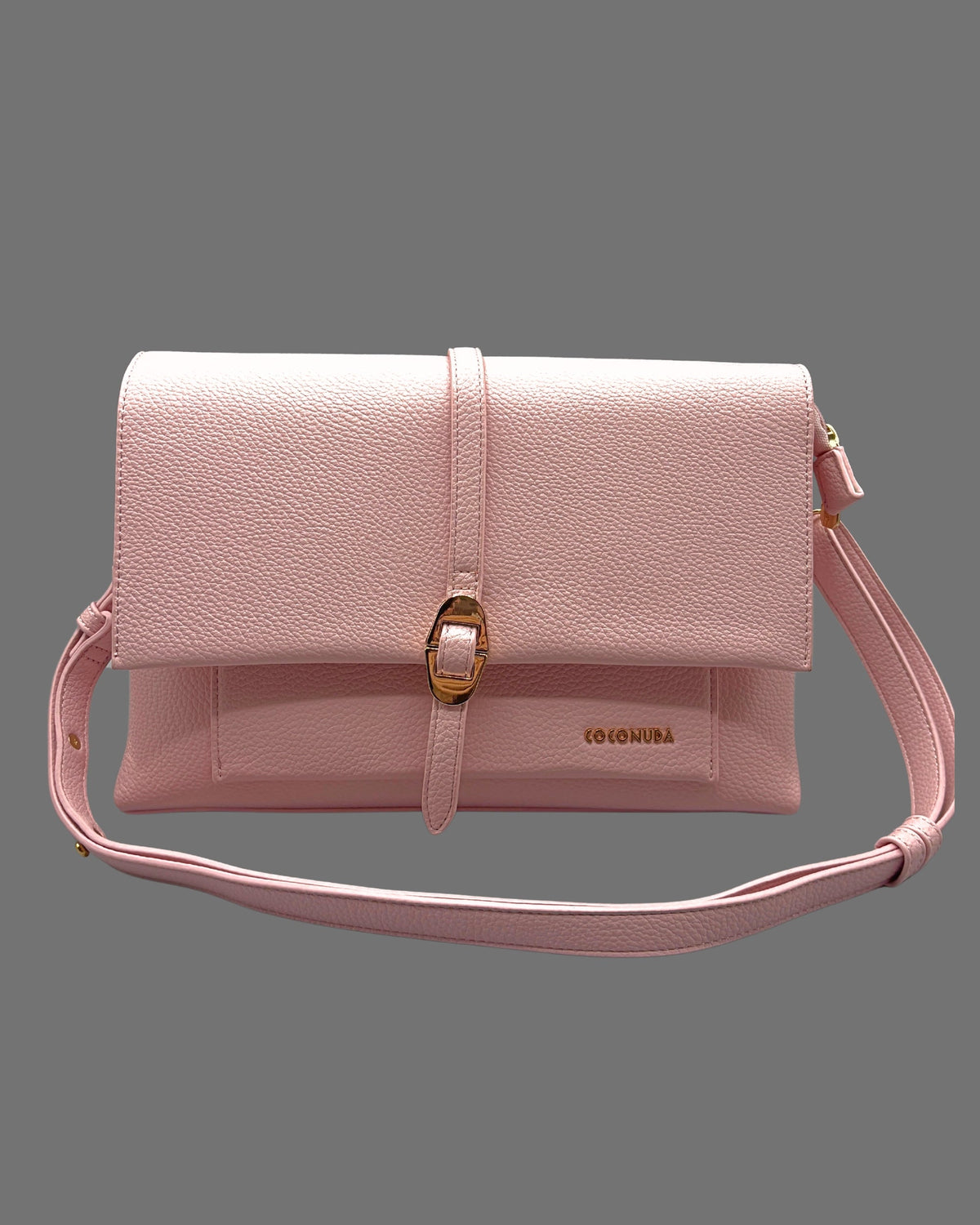 Borsa a Tracolla Coconuda Rosa Confetto con Patta e Chiusura a Passante - Donna Italiana