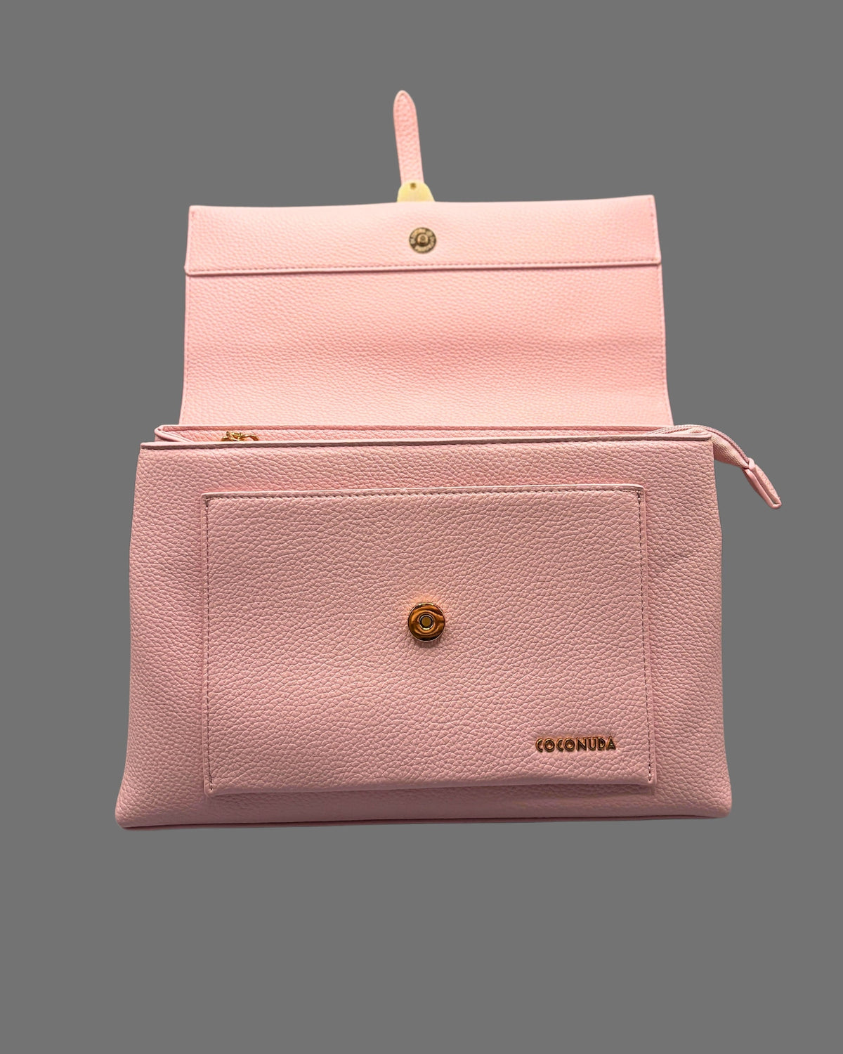 Borsa a Tracolla Coconuda Rosa Confetto con Patta e Chiusura a Passante - Donna Italiana