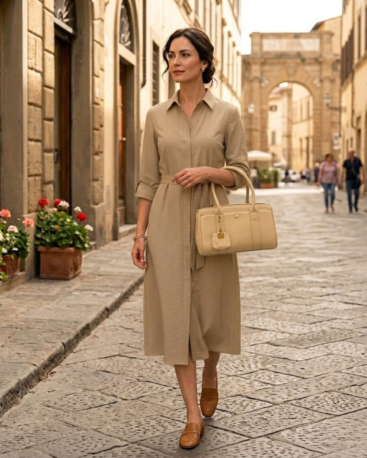 Borsa Coveri beige saffiano con mini bag | Tracolla donna - Donna Italiana