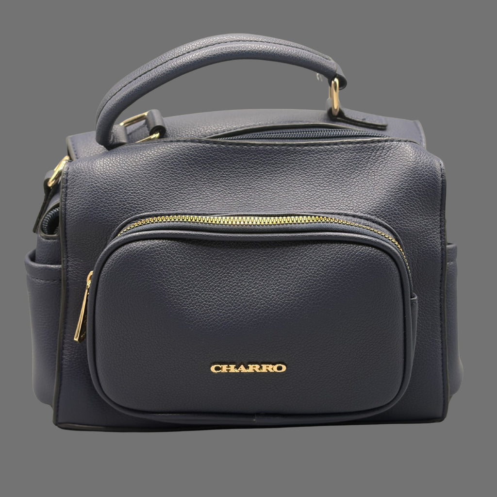 Borsa Blu Navy Charro a Tracolla con Manico Superiore