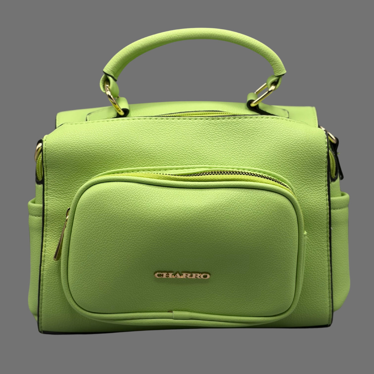 Borsa a Tracolla Verde Lime Charro con Tasca Frontale