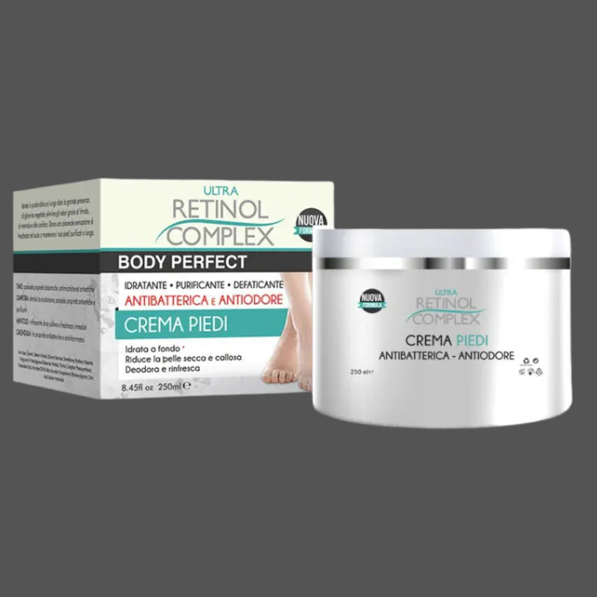 Crema Piedi Antibatterica e Antiodore - Ultra Retinol Complex Body Perfect 250ml Donna Italiana