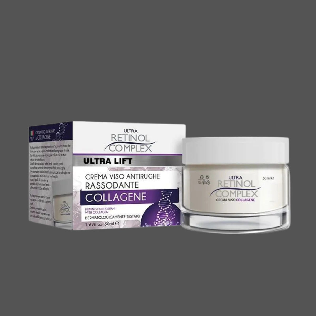 Crema Viso Antirughe Rassodante al Collagene - Ultra Retinol Complex 50ml Donna Italiana