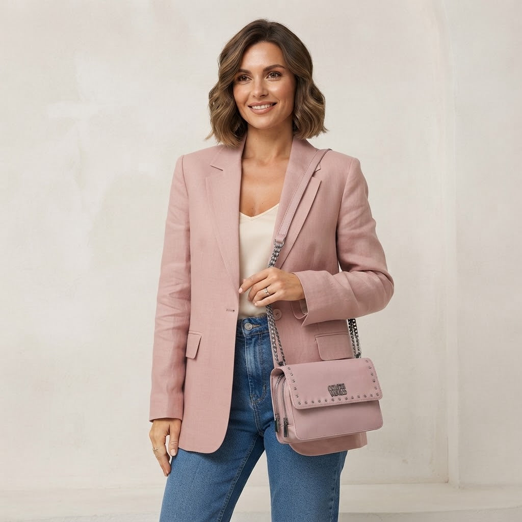 Borsa a Tracolla con Borchie e Zip Laterale Coveri World