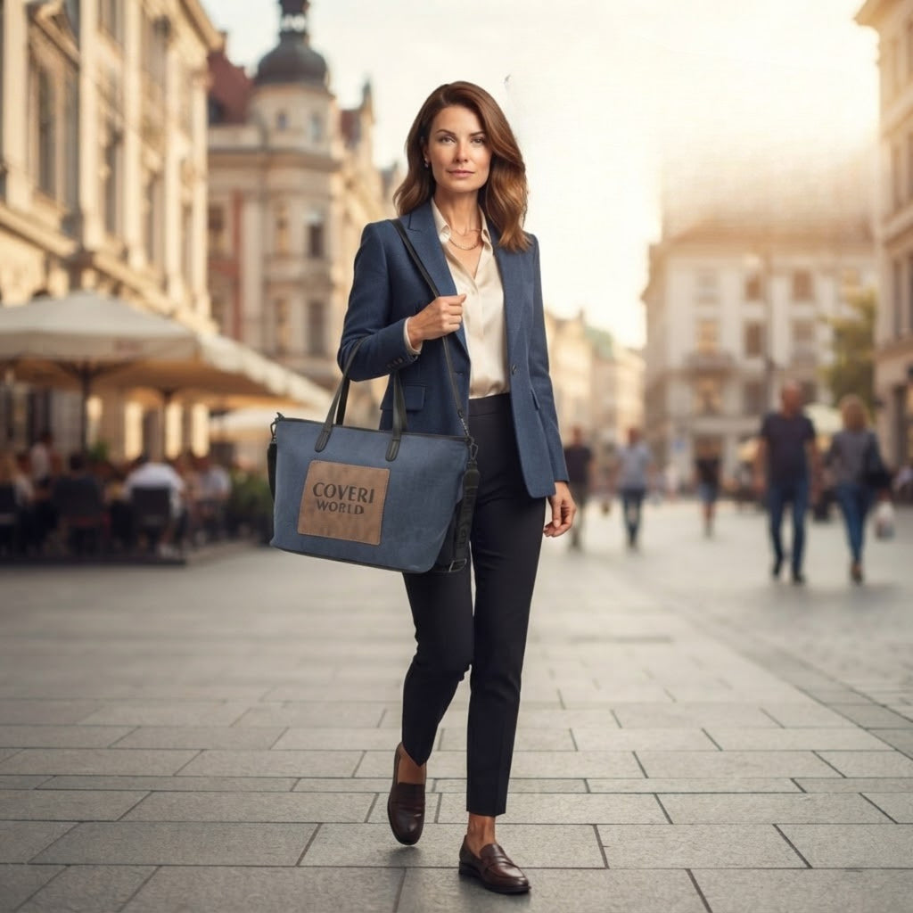 Borsa Shopper Grande con Patch Logo Coveri World