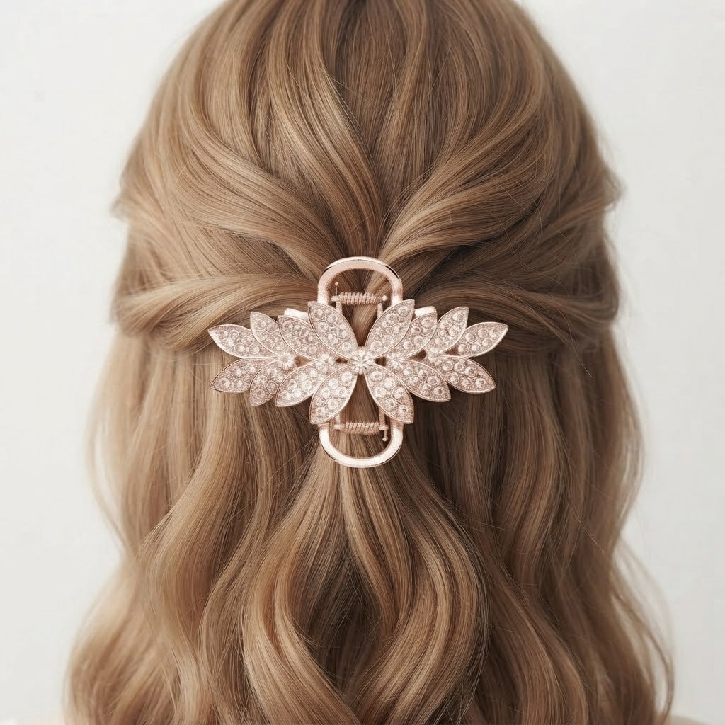 Molletta per Capelli con Strass a Farfalla/Foglia