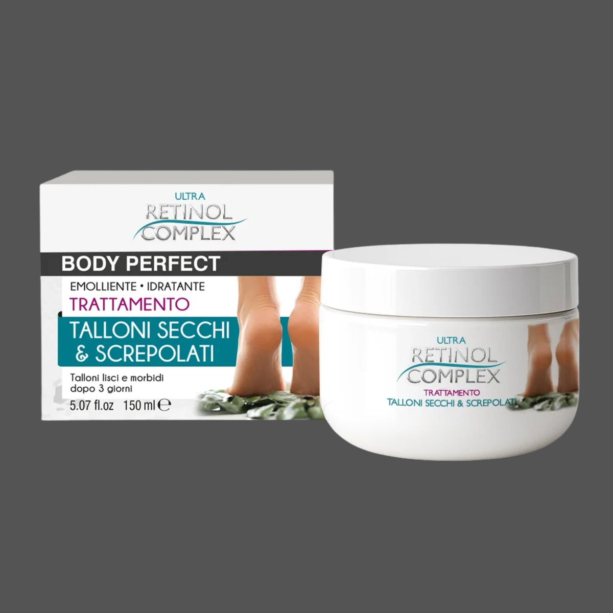 Retinol Complex Body Perfect – Trattamento Talloni Secchi e Screpolati, Crema Emolliente Idratante 150ml Donna Italiana